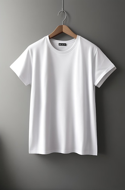 wit T-shirtontwerpmodel en grijze achtergrond en wit t-shirtmodel op hangerafbeelding