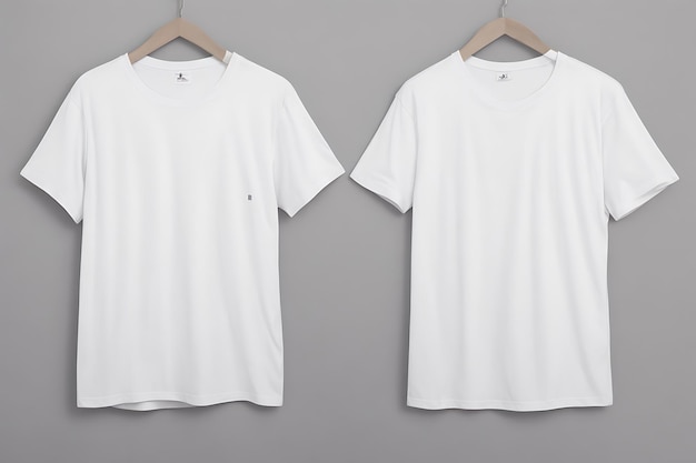 Foto wit t-shirtontwerpmodel en grijze achtergrond en wit t-shirtmodel
