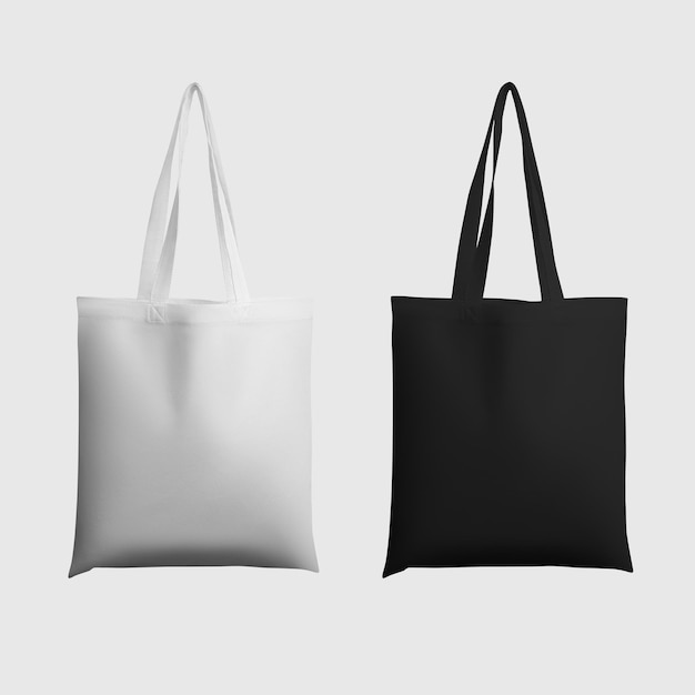 wit zwart totebag ecobag met shopping handvat geïsoleerd op achtergrond Set