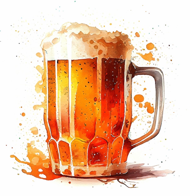 Witbier mok aquarel illustratie Restaurant bedrijfsconcept
