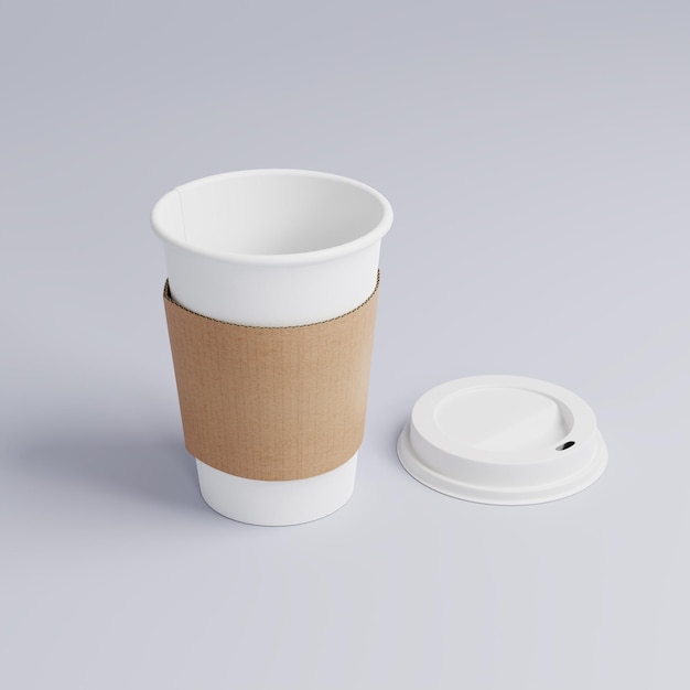 Witboek kopjes koffie mock up op lege achtergrond Zwart-wit Cup deksel