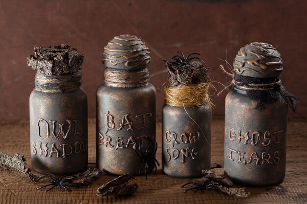 Photo witch apothecary jars magic potions halloween decoration