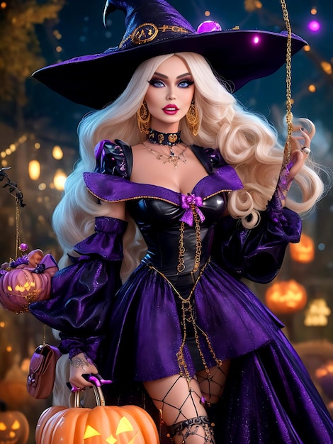 Witch Barbie Doll Halloween Ai Generative