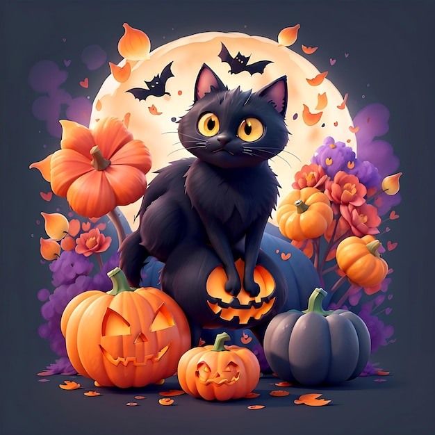 Witch Black Cat Halloween Ai Generative