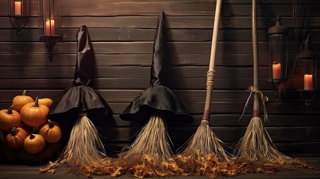 of Witch brooms halloween traditions