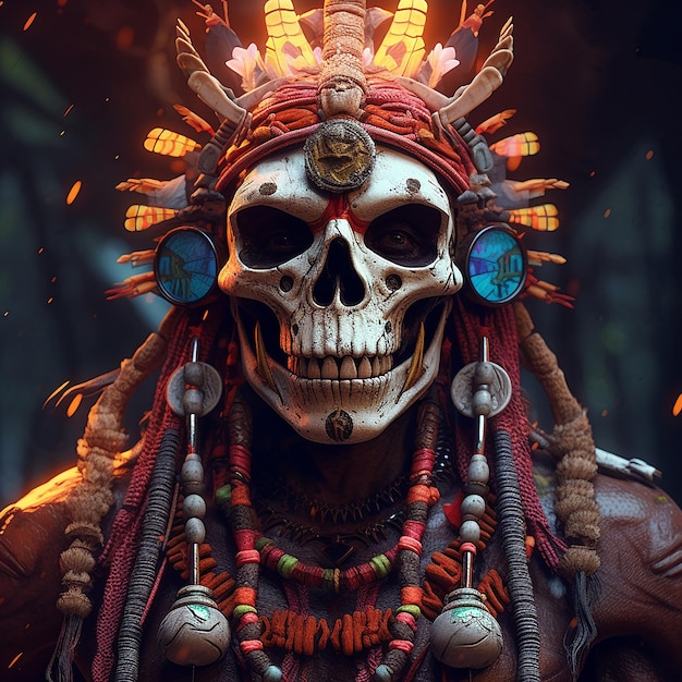 Witch doctor artistic illustration of futuristic view Generative AI