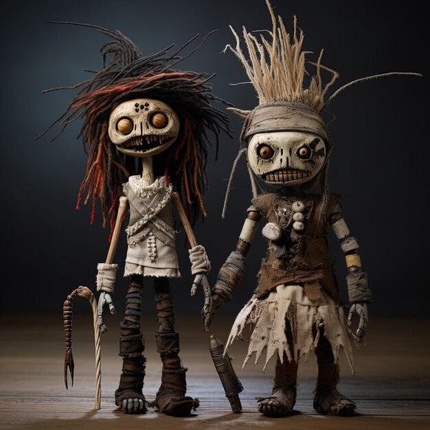 Photo witch doctor and voodoo doll halloween