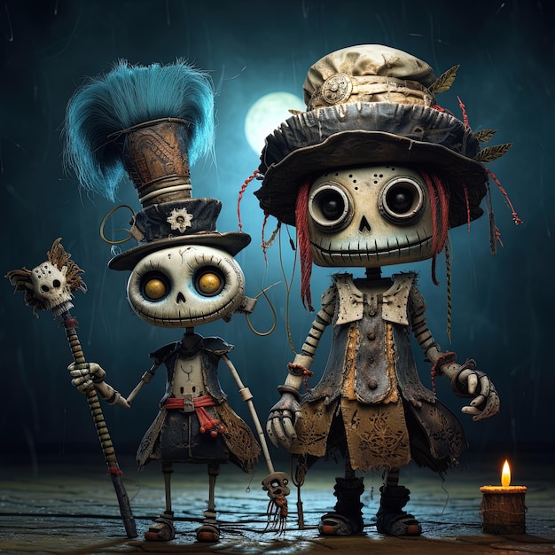 Photo witch doctor and voodoo doll halloween