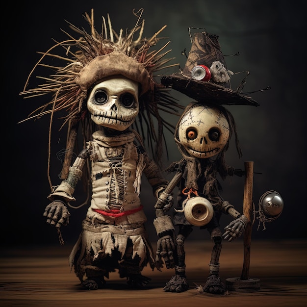 Photo witch doctor and voodoo doll halloween