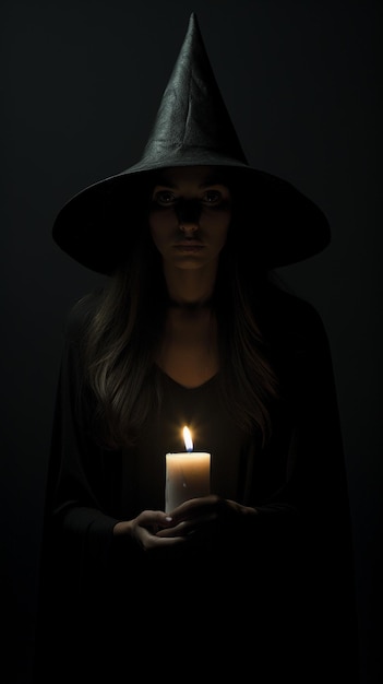 Photo witch full body minimalist natural light spooky at night