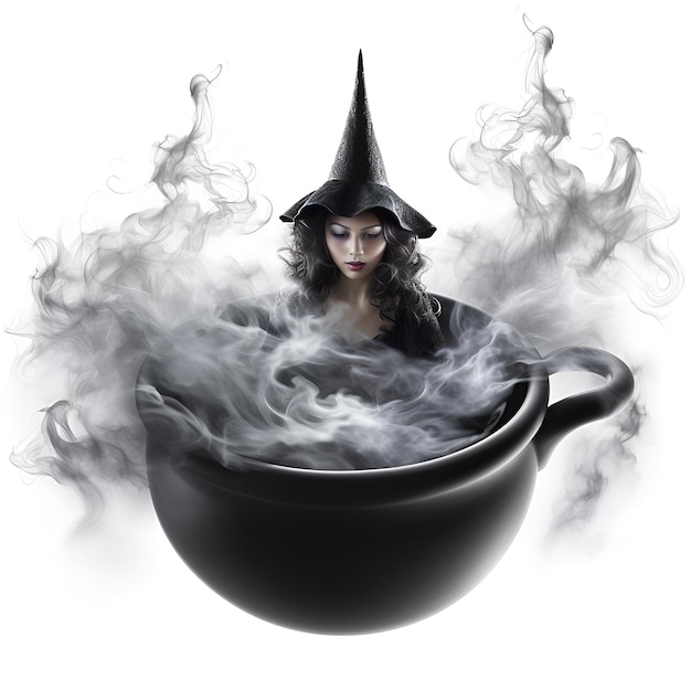 Photo witch halloween and cauldron