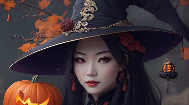 Photo witch halloween chinese style