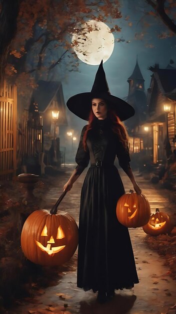 A witch on halloween night