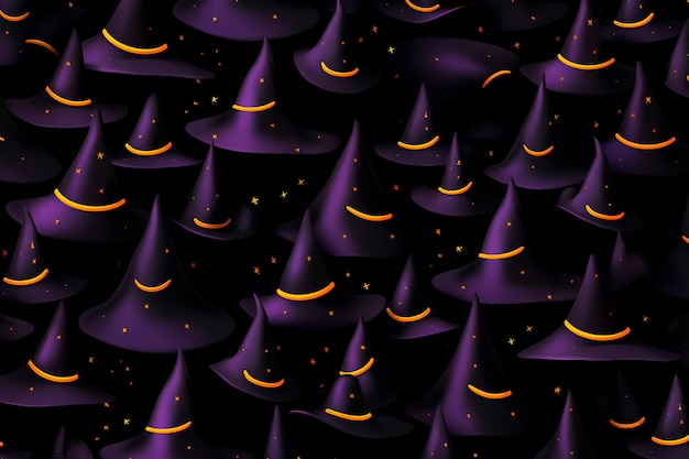 Witch hat for Halloween pattern Background wallpaper AI Generation