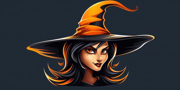 Witch in a hat on a white background Halloween theme High quality illustrationGenerative AI