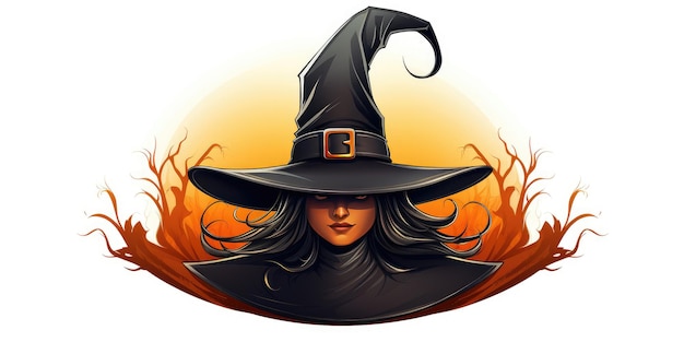 Witch in a hat on a white background Halloween theme High quality illustrationGenerative AI