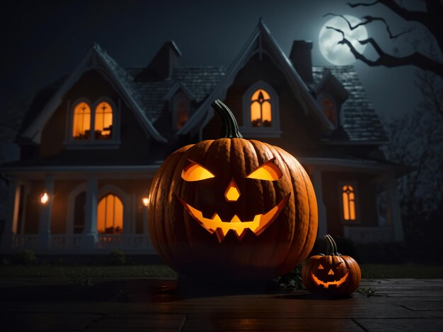 Witch house and the pumpkin halloween night