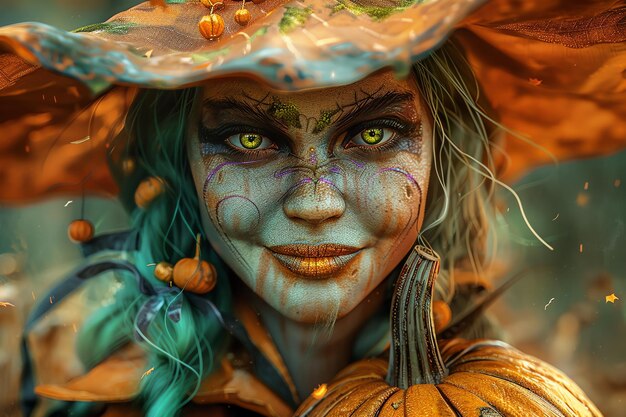 Photo witch in pumpkin fantasy