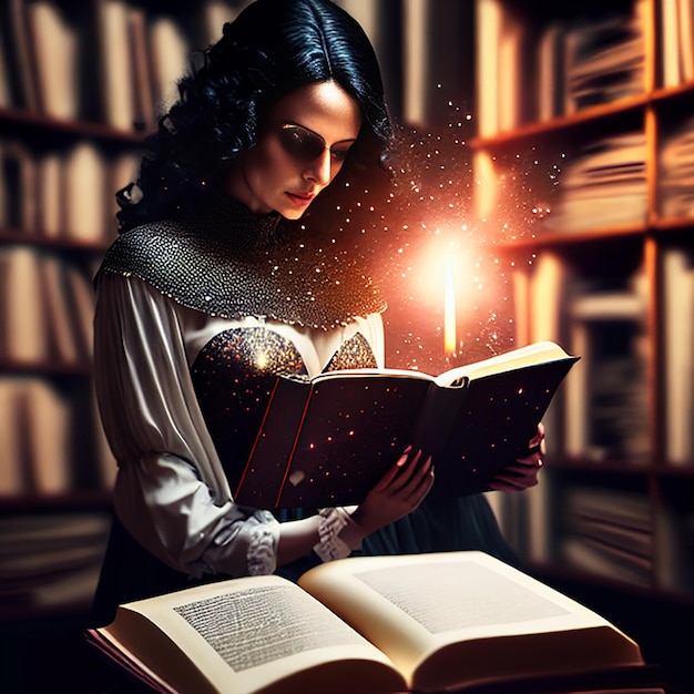 Witch reading a book