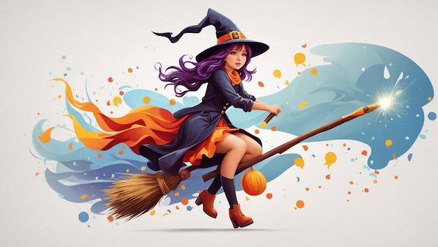 Photo witch riding a broom