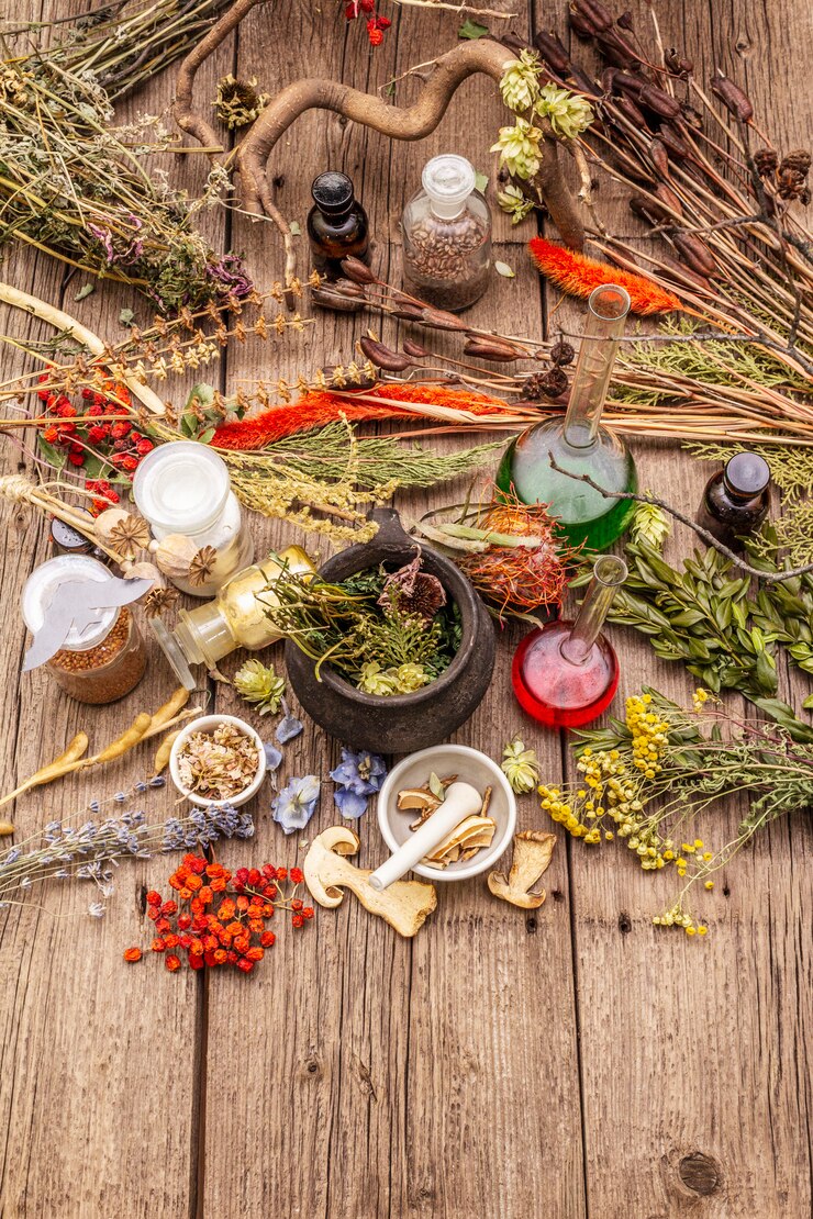 Foto witch's laboratorium. alchemistische apparatuur, halloween-concept