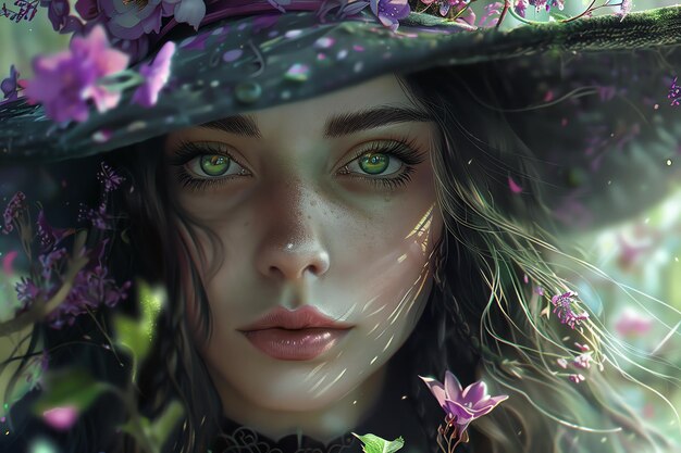 Photo witch in spring time fantasy