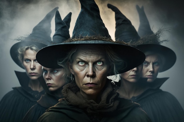 Witch Woman endowed with witchcraft abilities that she received from nature or learned to witch Broom familiars pointed hat cauldron Capable of harming people sending disease Generative AI
