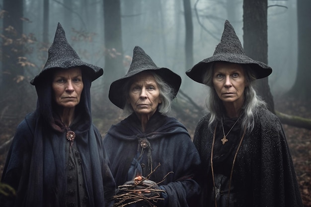 Witch Woman endowed with witchcraft abilities that she received from nature or learned to witch Broom familiars pointed hat cauldron Capable of harming people sending disease Generative AI