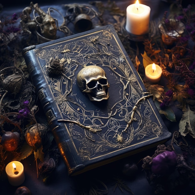 Witches' spellbook filled with dark incantations