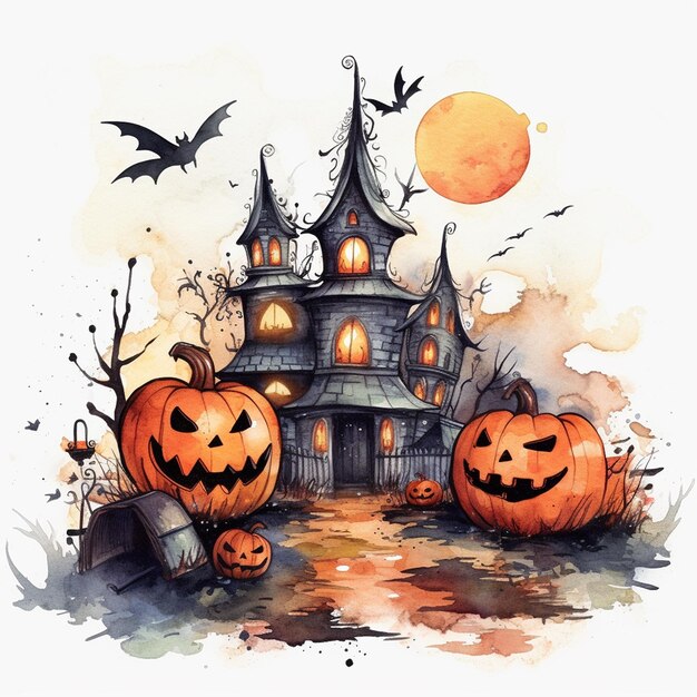 Witchy pumpkin illustration background