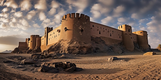 With a barn fortress in Saudi Arabia under the lingering sun