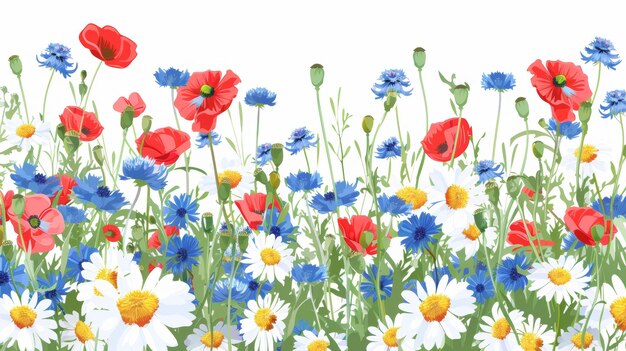 Photo with chamomile cornflowers and poppies this greeting invitation or birthday card is suited for any occasion