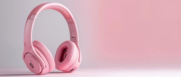 With clipping path modern pink wireless headphones are isolated on white background