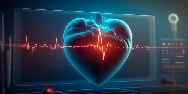 Photo with heartbeat line background medicine pulsegenerative ai