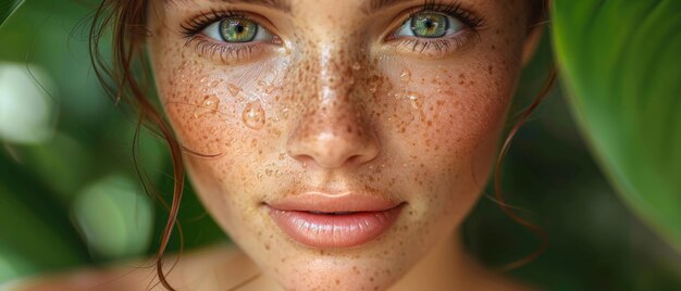 Photo with nature green background asian beauty and healthy woman39s teeth are reflected in a dentist mouth mirror