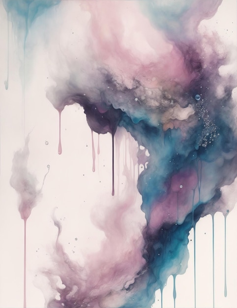 with pastel colors ink dripping into water splashes drips background