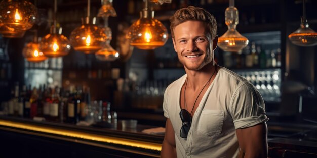 With radiant smiles male bartenders appear poised and confident