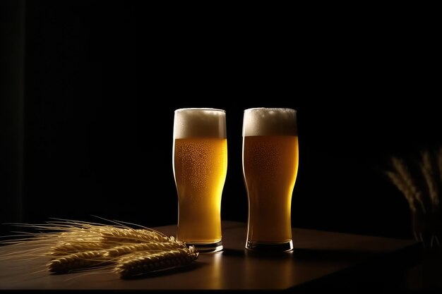 With wheat in the front beer glasses