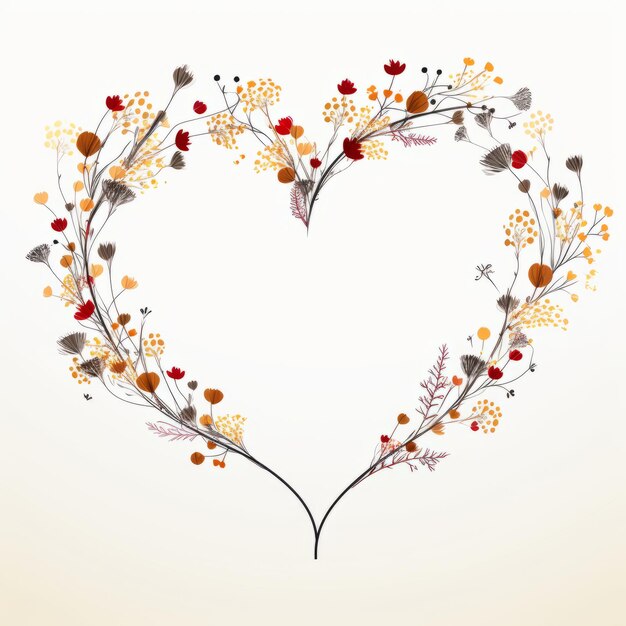 Photo withered petals of love a minimalist vector heart embracing autumn's delicate outline