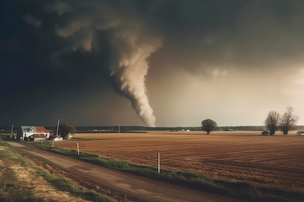 Witness the aweinspiring power as a dangerous tornado sweeps through the vibrant cereal fields AI Generated