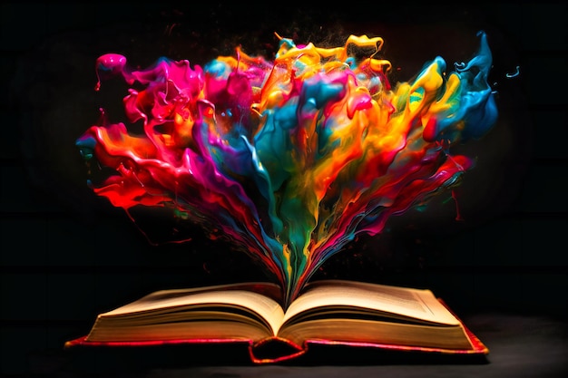 다채로운 단어를 흡수하는 뇌로 변하는 책의 페이지를 목격하세요.