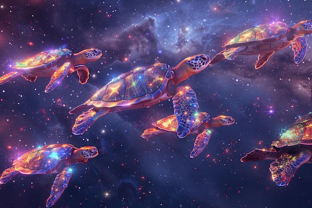 Witness the celestial ballet of a group of cosmic generative ai