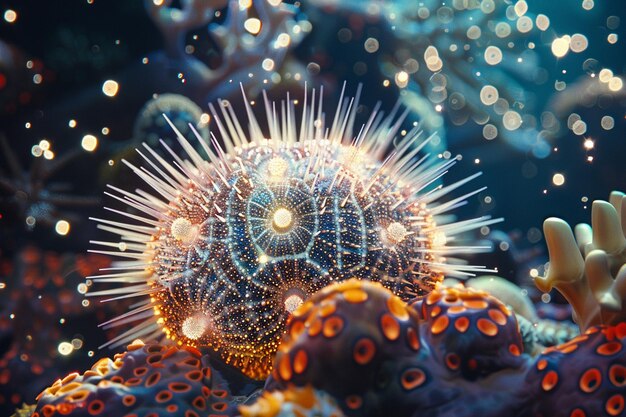 Photo witness the celestial harmony of a sea urchin embe generative ai