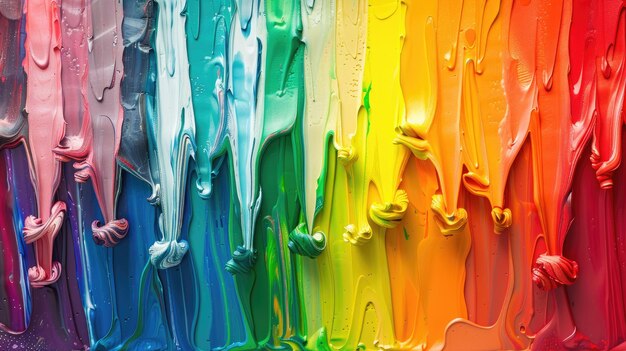 写真 溶けたクレヨンのシートが虹の形に並ぶようなカラフルな魔法を目撃してください