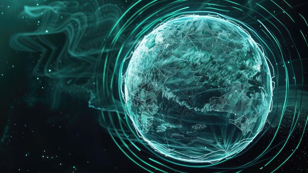 Witness the visualization of data and information as a globeshaped sphere marked by