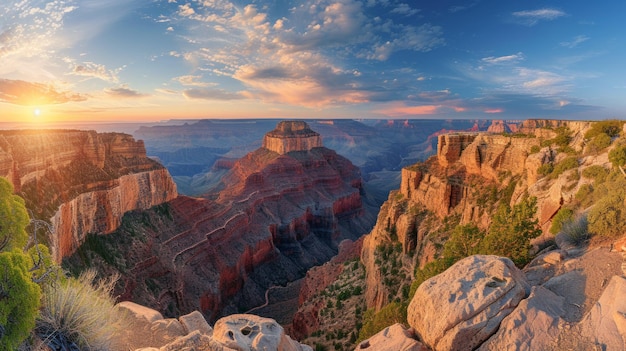 Foto assistiamo alla meraviglia del grand canyon con i suoi vasti paesaggi colorati