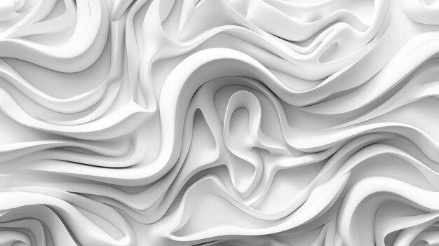 Witte abstracte golvende sculptuur 3D-weergave van vloeibare dynamische vormen