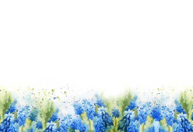 Witte achtergrond met aquarel lente bloemen hand getrokken schets romantische illustratie