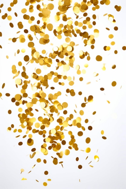 Witte achtergrond met gouden confetti die van bovenaf valt Generatieve AI