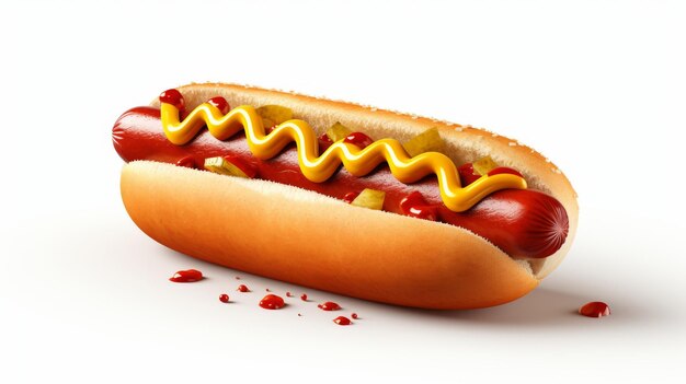 Witte achtergrond van hotdog